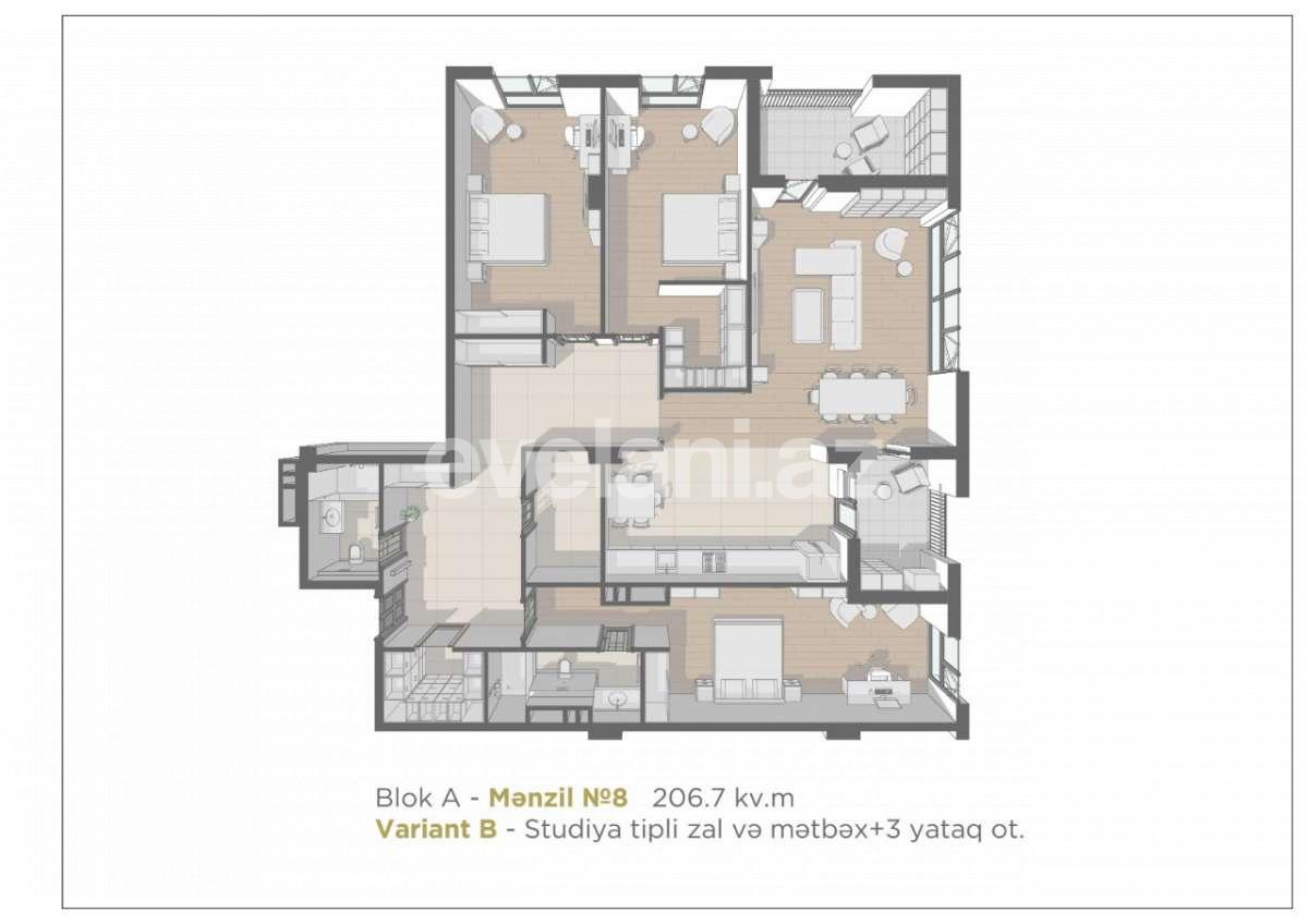 Продаётся, новостройка, 4-комнаты, 206.7 m², Баку, Ясамальский r, Низами m.