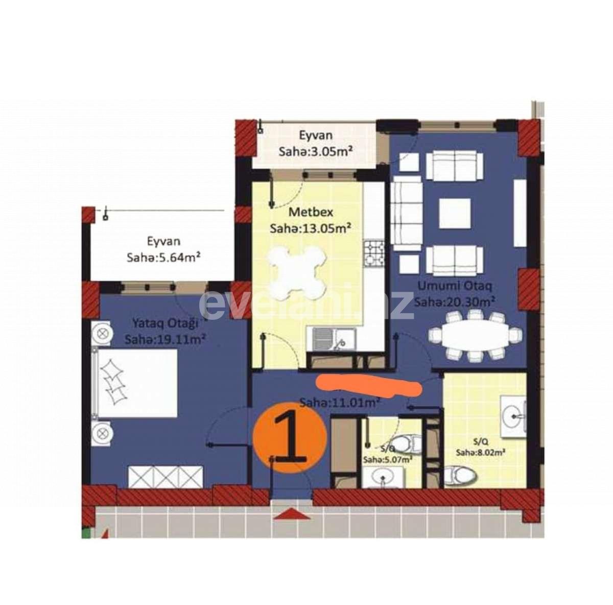 Satılır, yeni tikili, 2 otaqlı, 85 m², Bakı, Xətai r, Həzi Aslanov q, Həzi Aslanov m.