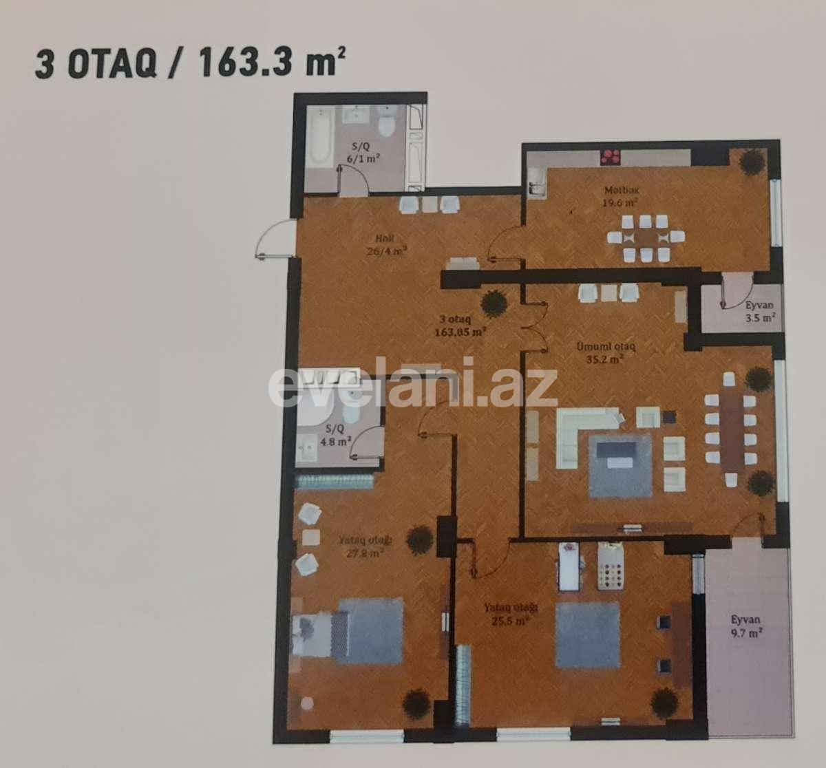 Satılır, yeni tikili, 3 otaqlı, 164 m², Bakı, Yasamal r, Elmlər Akademiyası m.