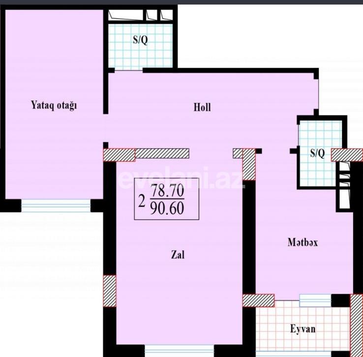 Sale, new building, 2 room, 91 m², Baku, Yasamal r, Elmlar Akademiyası m.