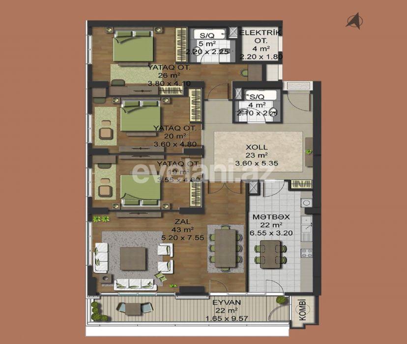 Satılır, yeni tikili, 4 otaqlı, 194 m², Bakı, Xətai r, Ağ şəhər q, Şah İsmayıl Xətai m.