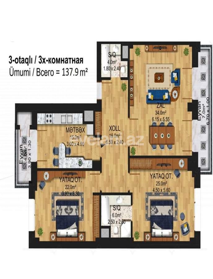 Satılır, yeni tikili, 3 otaqlı, 140 m², Bakı, Xətai r, Ağ şəhər q, Şah İsmayıl Xətai m.