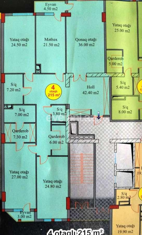 Sale, new building, 4 room, 215 m², Baku, Nasimi r, Azadlig prospekti m.