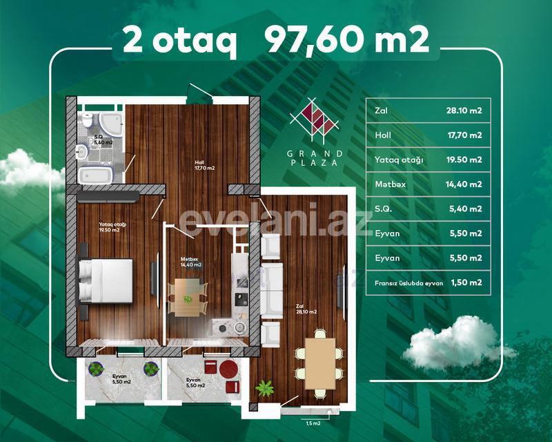 Satılır, yeni tikili, 2 otaqlı, 98 m², Bakı, Nəsimi r.