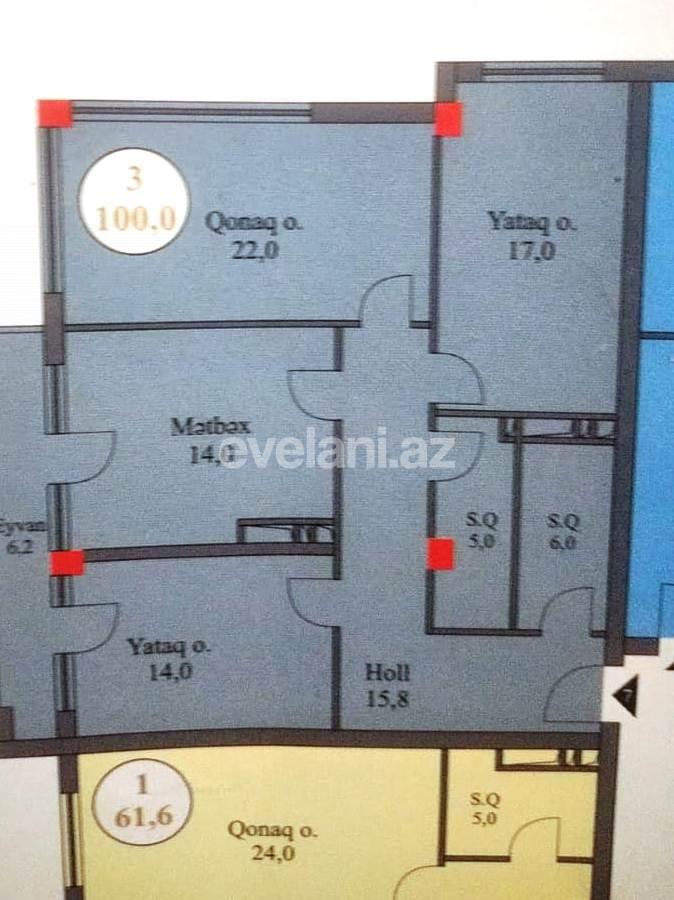 Продаётся, новостройка, 3-комнаты, 100 m², Баку, Насиминский r.