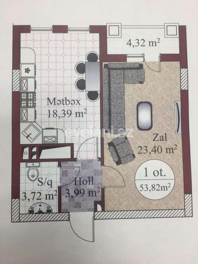 Rent, new building, 1 room, 53 m², Baku, Nasimi r, Nizami m.