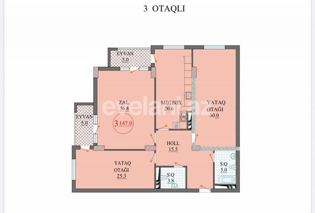 Satılır, yeni tikili, 3 otaqlı, 147 m², Bakı, Nəsimi r, 4-cü mikrorayon q, Memar Əcəmi m.