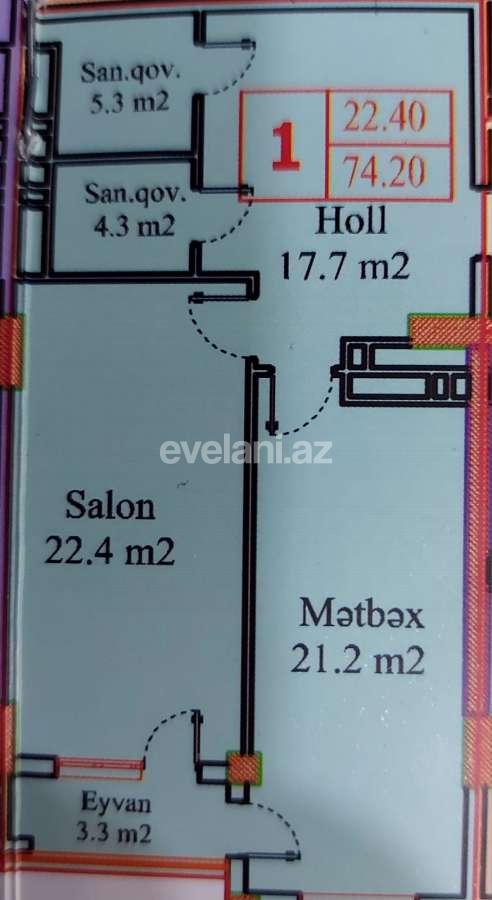 Satılır, yeni tikili, 2 otaqlı, 74.2 m², Bakı, Nərimanov r, Nəriman Nərimanov m.