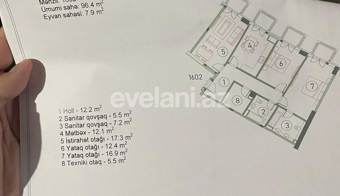 Satılır, yeni tikili, 3 otaqlı, 104.99 m², Bakı, Xətai r, Ağ şəhər q.