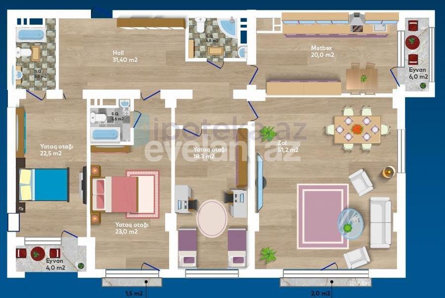 Satılır, yeni tikili, 4 otaqlı, 195 m², Bakı, Nəsimi r, 28 may m.