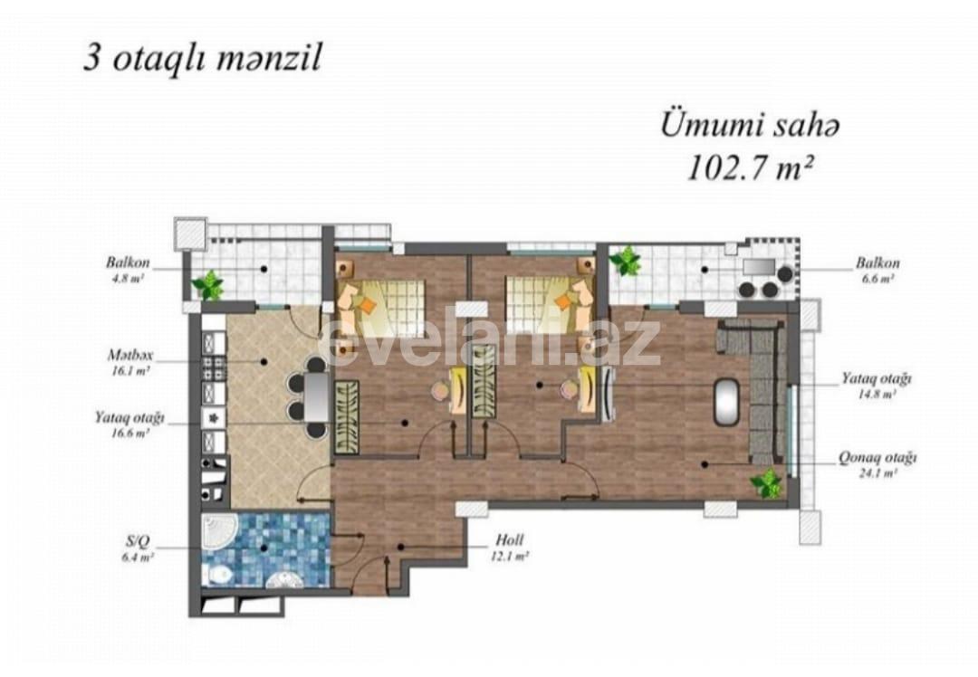 Satılır, yeni tikili, 3 otaqlı, 103 m², Bakı, Nərimanov r, 28 may m.