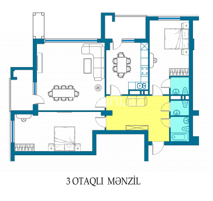 Sale, new building, 3 room, 130 m², Baku, Khatai r, Shah Ismail Khatai m.