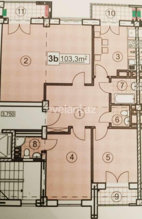 Satılır, yeni tikili, 3 otaqlı, 102.98 m², Bakı, Yasamal r, Yasamal q, İnşaatçılar m.