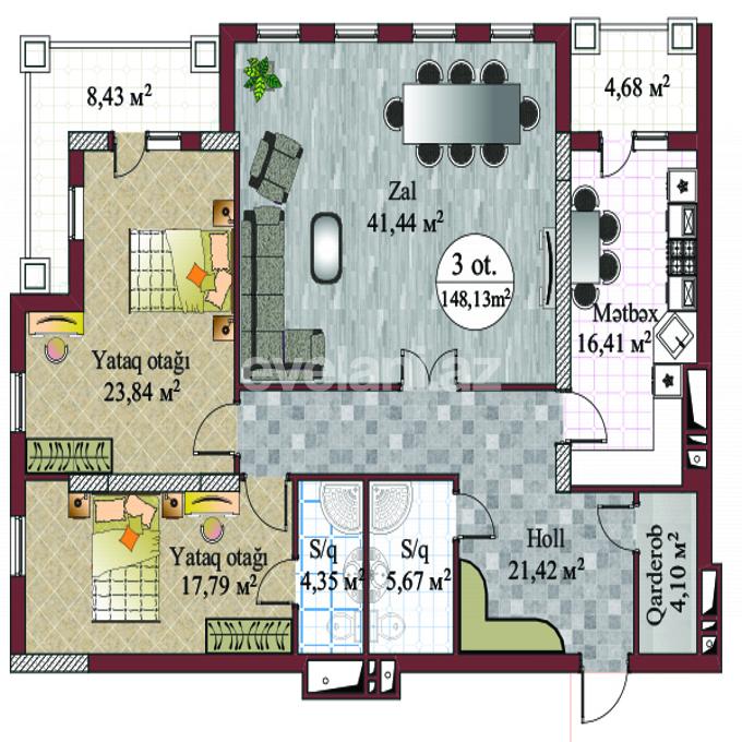 Satılır, yeni tikili, 3 otaqlı, 149 m², Bakı, Nəsimi r, Nizami m.