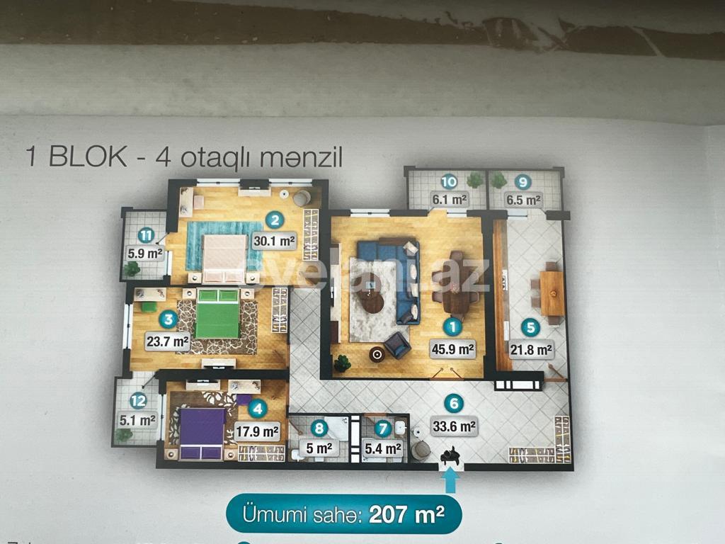 Satılır, yeni tikili, 4 otaqlı, 207 m², Bakı, Nəsimi r, Gənclik m.