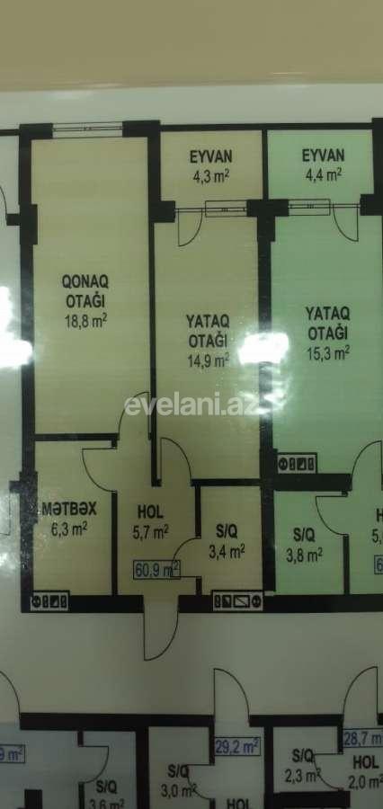 Sale, new building, 2 room, 60.9 m², Khirdalan
