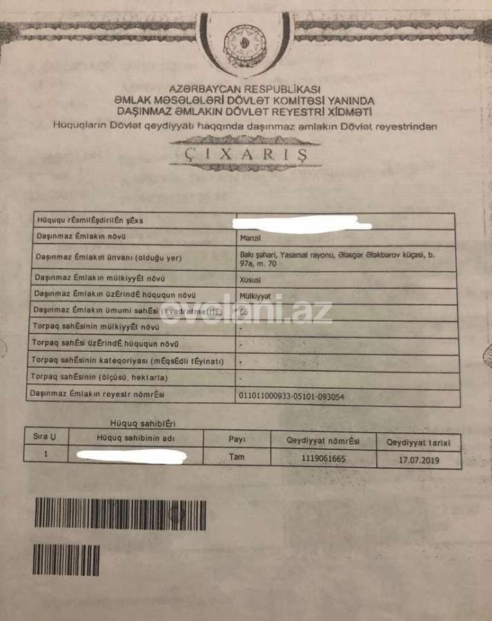 Продаётся, вторичка, 3-комнаты, 85 m², Баку, Ясамальский r, Элмляр Академиясы m.