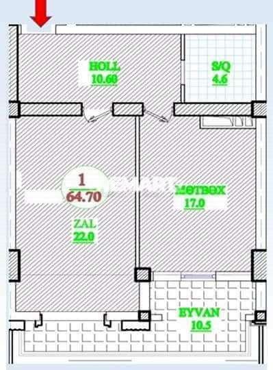 Sale, new building, 1 room, 65 m², Baku, Nizami r, Neftchilar m.