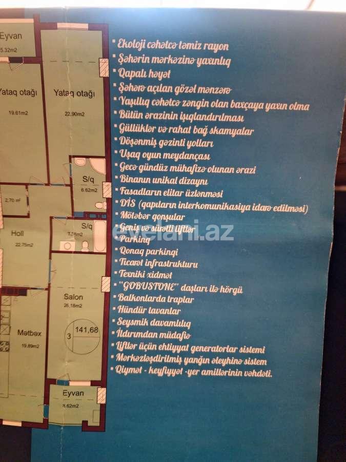 Sale, new building, 3 room, 90 m², Baku, Nizami r, 8-th kilometer d, Gara Garayev m.