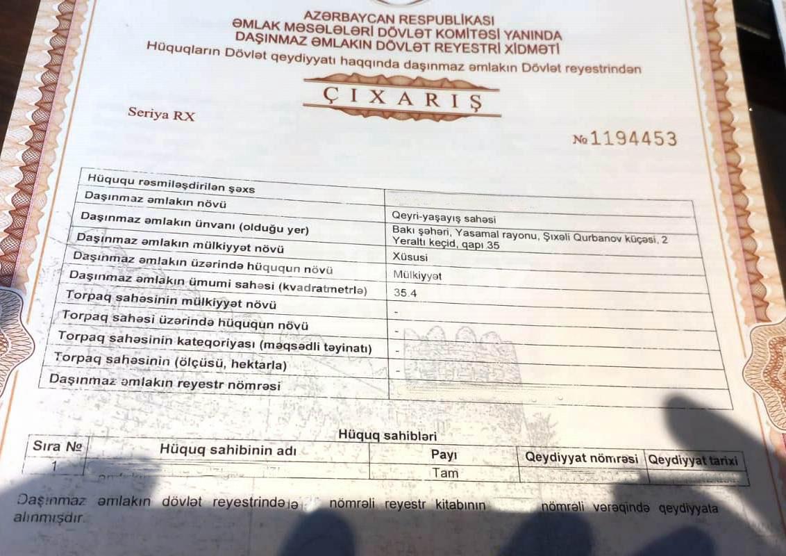 Sale, object, 35.4 m², Baku, Yasamal r, Nizami m.