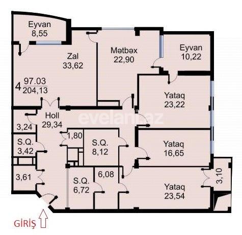 Satılır, yeni tikili, 4 otaqlı, 203 m², Bakı, Nəsimi r, Nizami m.