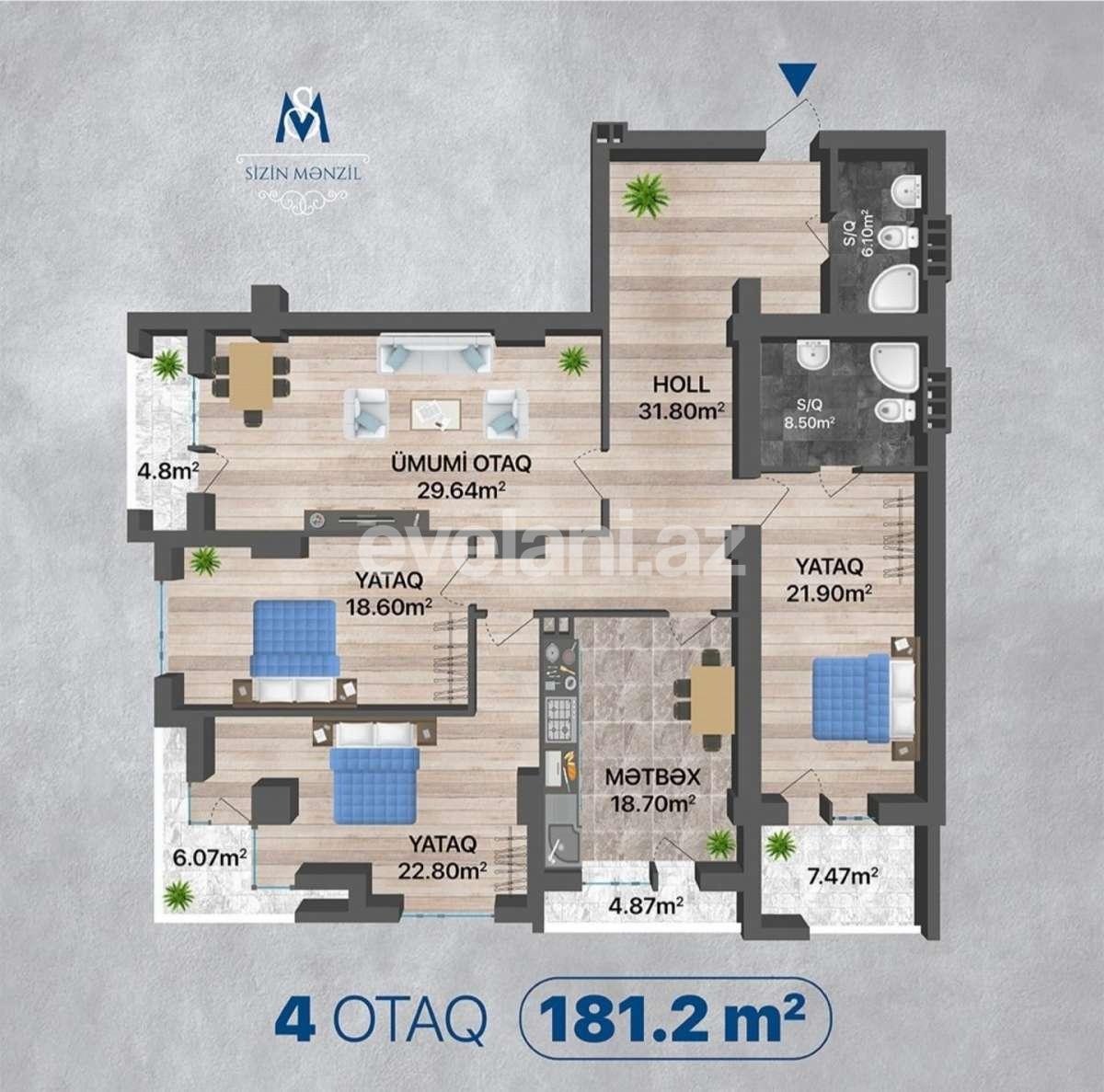 Sale, new building, 4 room, 184 m², Baku, Narimanov r, Nariman Narimanov m.