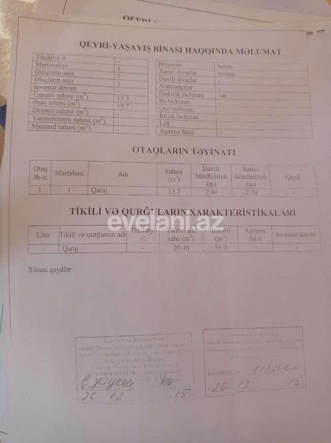 Satılır, qaraj, 16 m², Bakı, Yasamal r, Yasamal q, Nizami m.