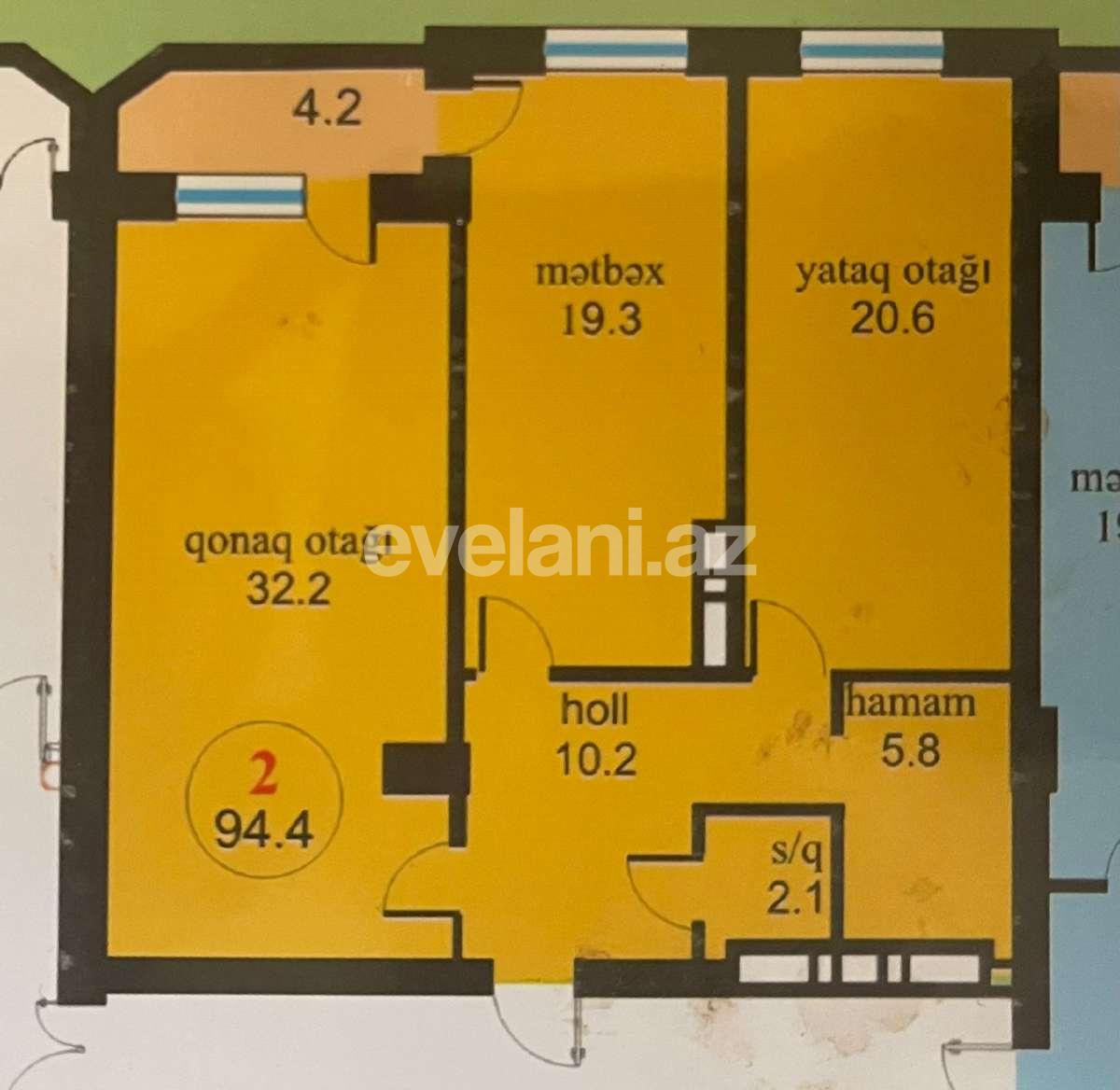 Sale, new building, 2 room, 94.4 m², Baku, Khatai r, Ahmedli m.