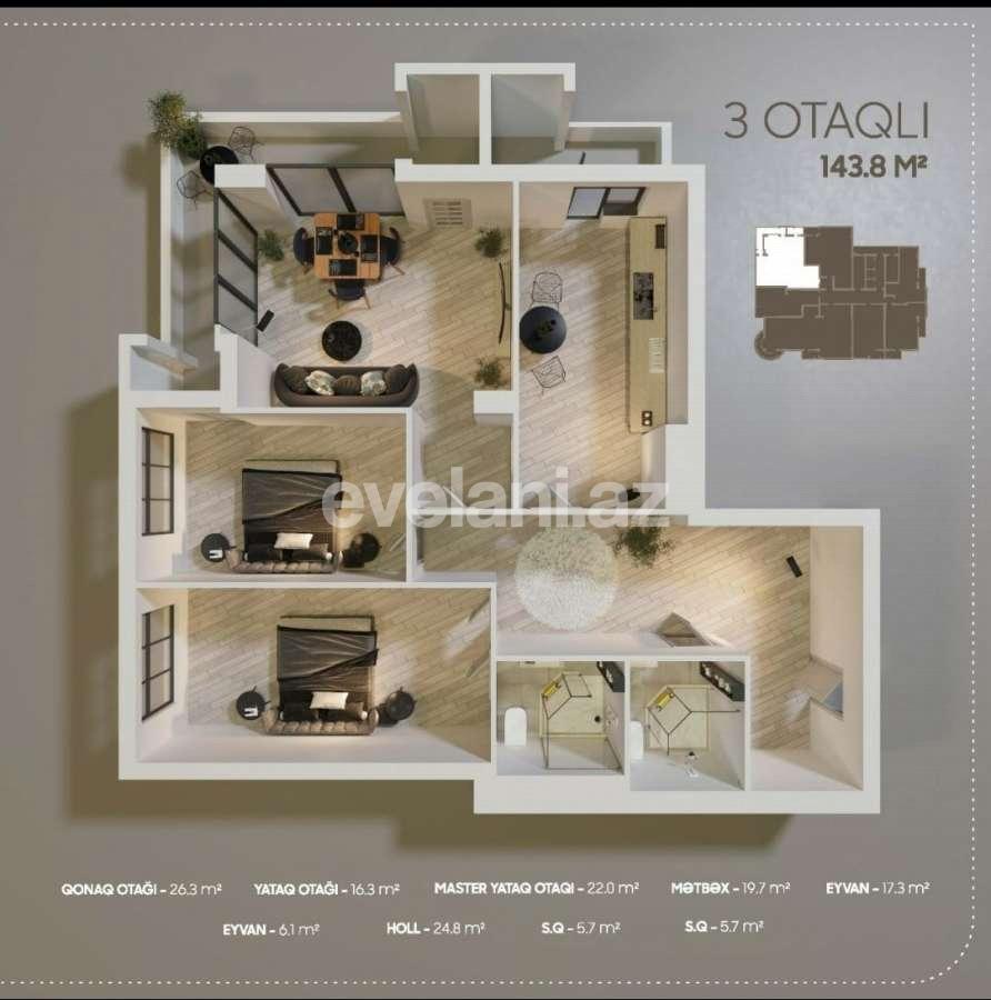 Satılır, yeni tikili, 3 otaqlı, 144 m², Bakı, Nəsimi r, 28 may m.