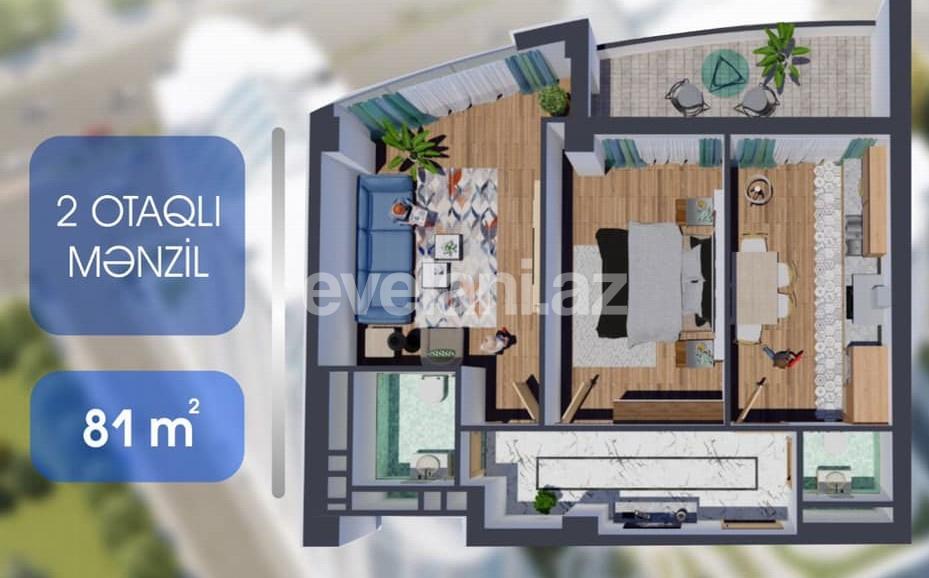 Sale, new building, 2 room, 82 m², Baku, Khatai r.