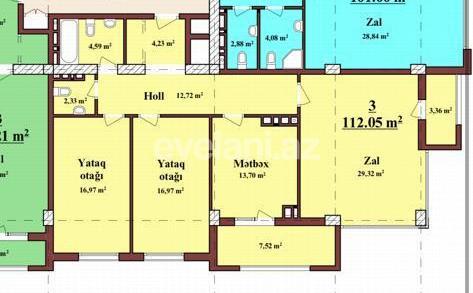 Satılır, yeni tikili, 3 otaqlı, 112 m², Bakı, Yasamal r, Elmlər Akademiyası m.