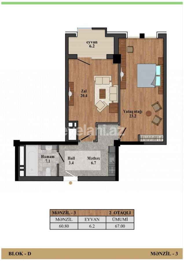 Satılır, yeni tikili, 2 otaqlı, 67 m², Bakı, Nərimanov r, Gənclik m.