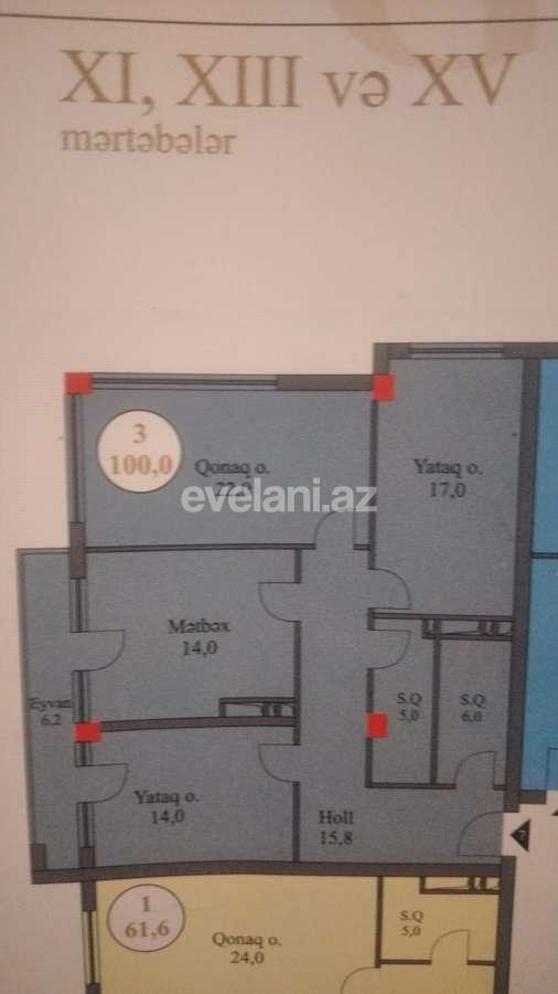 Sale, new building, 3 room, 103 m², Baku, Nasimi r.