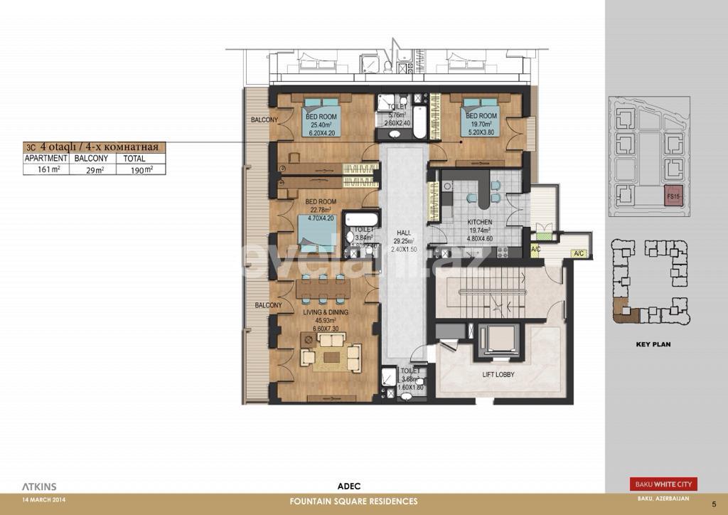 Satılır, yeni tikili, 4 otaqlı, 190 m², Bakı, Xətai r, Ağ şəhər q, Şah İsmayıl Xətai m.