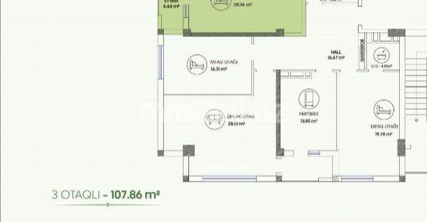 Sale, new building, 3 room, 107.9 m², Baku, Sabail r, Badamdar d.