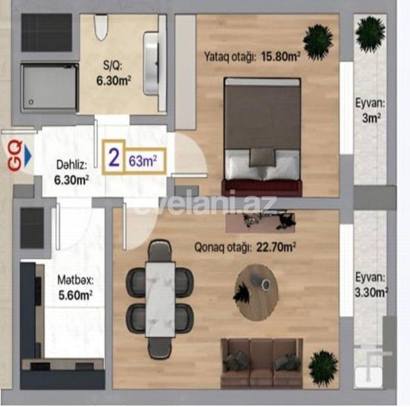 Satılır, yeni tikili, 2 otaqlı, 65 m², Bakı, Xətai r, Ağ şəhər q, Şah İsmayıl Xətai m.