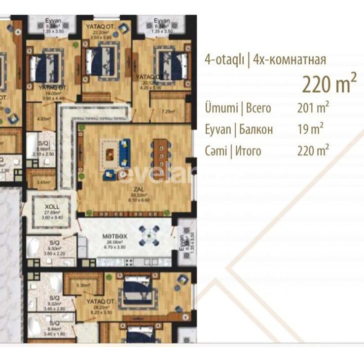 Satılır, yeni tikili, 4 otaqlı, 220 m², Bakı, Xətai r, Ağ şəhər q, Şah İsmayıl Xətai m.