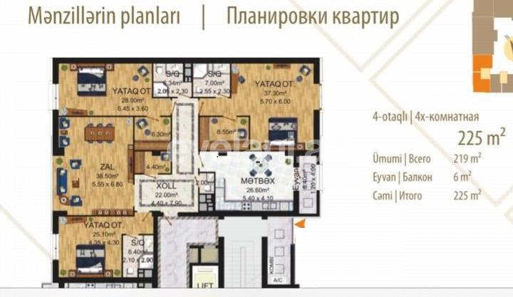 Satılır, yeni tikili, 4 otaqlı, 225 m², Bakı, Xətai r, Ağ şəhər q, Şah İsmayıl Xətai m.