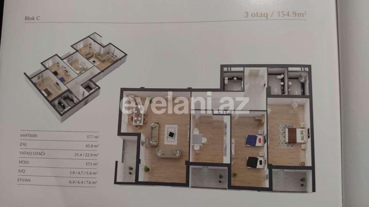 Satılır, yeni tikili, 3 otaqlı, 155 m², Bakı, Nəriman Nərimanov m.