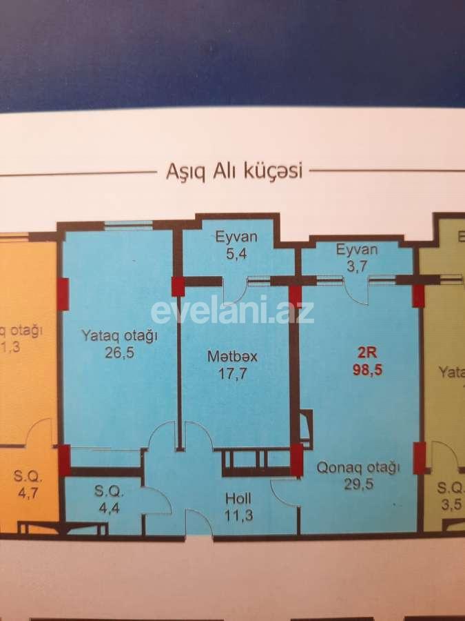 Sale, new building, 2 room, 98.5 m², Baku, Narimanov r, Ganjlik m.