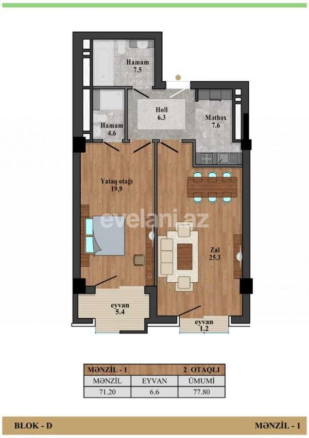 Sale, new building, 2 room, 79.98 m², Baku, Nasimi r, 8 November m.