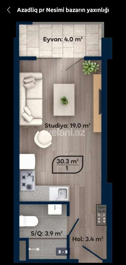 Satılır, yeni tikili, 1 otaqlı, 30 m², Bakı, Nəsimi r, Gənclik m.