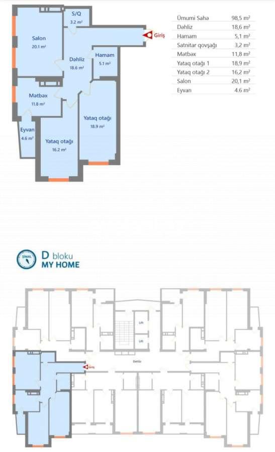 Satılır, yeni tikili, 399 otaqlı, 99 m², Bakı, Nizami r, Qara Qarayev m.