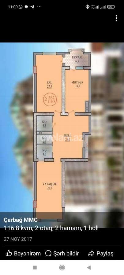 Satılır, yeni tikili, 2 otaqlı, 117 m², Bakı, Nərimanov r, 28 may m.