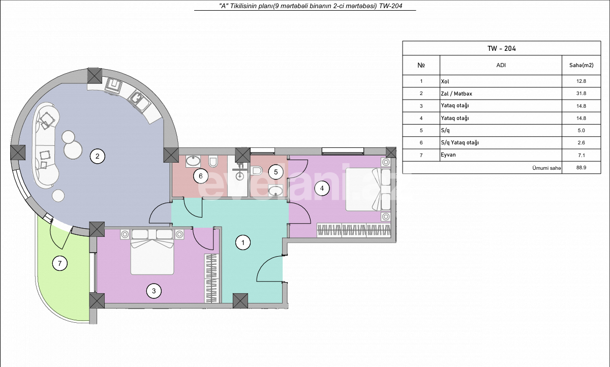 Satılır, yeni tikili, 3 otaqlı, 88.89 m², Bakı, Səbail r.