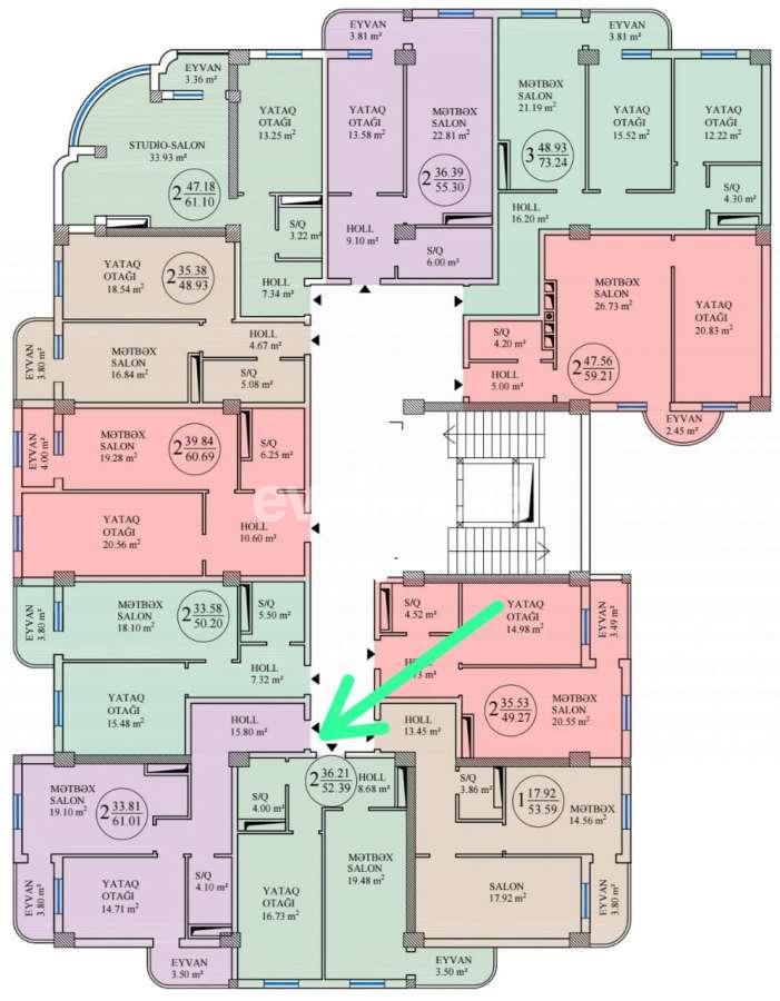 Satılır, yeni tikili, 2 otaqlı, 61 m², Bakı, Abşeron r, Saray q.